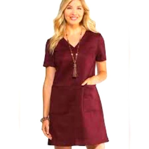 CATO Faux Suede Shift Dress w/ Pockets - Size 26/28W - Picture 1 of 10